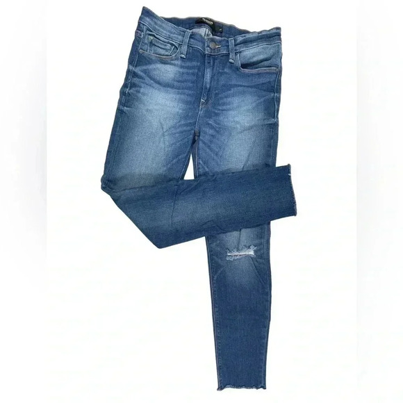 Hudson Nico Super Skinny Distressed Raw Hem Jeans  Size 27 - Picture 2 of 10